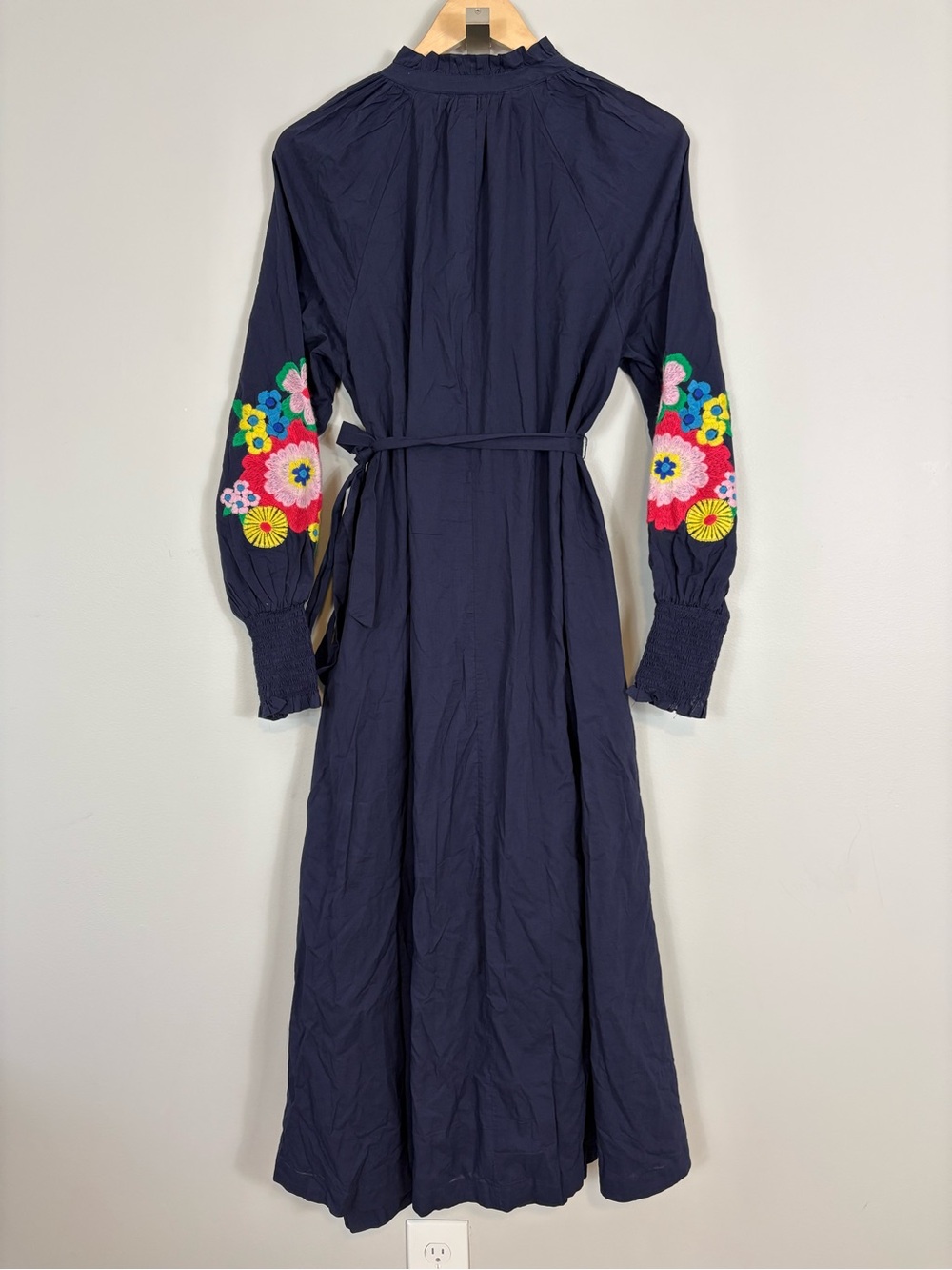 Boden Embroidered Cotton Maxi Dress Sz 6 Navy D002 - Picture 14 of 14
